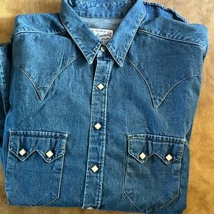Tru West Rockmount Ranch Men’s Western Denim Shirt Size M